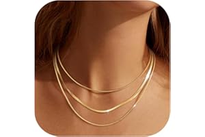 LOLIAS 3 Pezzi Collana Catena Serpente Oro Collana Spina Pesce Donna Girocollo Acciaio Inossidabile Catena Piatta Gioielli Catena Serpente Oro/Argento Regolabile 1/3MM 35/40/45 CM per Donne Ragazza