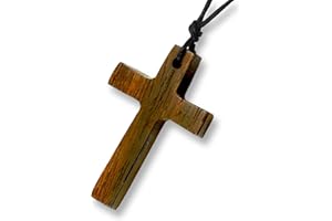 ISLAND PIERCINGS N238 - Collana con ciondolo a forma di croce in legno, lunghezza regolabile, codice articolo N238