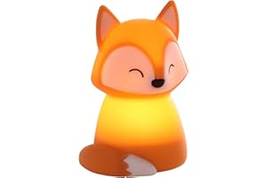 Eglo Lampada da notte a LED Castellino, luce notturna comodino batteria, decorazione per la cameretta dei bambini, funzione touch, forma di volpe, arancione, colore luce: bianco caldo, RGB