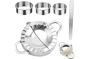 CSIRNTO 3 Stück Ravioli Maker, Edelstahl Dumpling Maker, Ravioli Former, Pelmeni Form mit Ravioli Ausstecher und Löffel, Teigtaschenformer für Dumpling Ravioli Machen