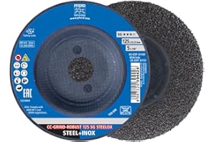 PFERD CC-GRIND ROBUST SG STEELOX – Schleifscheibe Ø125 mm für Stahl & Edelstahl (INOX), hohe Abtragsleistung, ergonomisch & vibrationsarm, formstabil, trimmbar – Leistungs-Linie SG