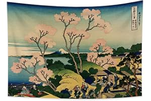 YONGFOTO 100x70cm Ukiyo-e Tapestry Mount Fuji 36 Views Room Wall Hanging the Fuji from Gotenyama at Shinagawa on Tokaido Landscape Wall Art Japanese Traditional Painting Toyo Style Tapestries