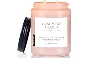 ‎M&SENSE M&SENSE CashmereCloud Świece zapachowe duże o intensywnym zapachu Mleko&Kokos w szkle 550g 110 godz. czasu palenia Zimowe świece prezenty do sypialni, kuchni i dekoracji wnętrz