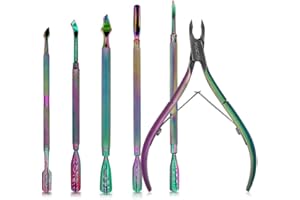 KADS 1pieza Empujador Levantador de Cutículas Cutícula Removedor de gancho delgado de Acero Inoxidable de color mágico set