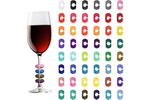 THATSRAD 48 Colores Marcadores de Copas de Vino Identificadores de Silicona Vasos Reutilizables Marcadores de Vasos Marcadores de Bebida para Taza de Cristal Decoración Bar Fiesta, Cócteles, Champán