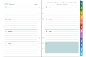 HWXBEN A5 Diary Refill 2026 – Week on 2 Pages, with Monthly Tabs, Notes, Contacts & UK Holidays – Weekly Planner Inserts for 6-Ring Organisers