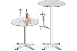 XIELOUS 3-in-1 Stehtisch,Bistrotisch-klappbarer Barkeeper Tisch-60 cm Durchmesser-3 Höhen: 49,5cm/74cm/114cm-Edelstahl für zu Hause,Garten,Restaurant-Outdoor-Stehtisch,Bar Table,Party-Tisch-Silber