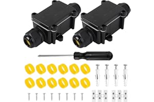Bigxin 2pcs Caja Estanca Exterior Electrica,Caja de Conexiones Electricas Cajas de Empalmes Impermeable Conector de Cable para Exteriores Anti-UV de Diámetro 5-15 mm, Negro(2psc)