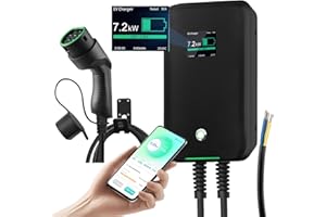 ASTONEVES Borne de Recharge véhicule électrique Wallbox 7KW, 6m, 6-32A, monophasé, App(WiFi et Bluetooth), adapté à Tous Les ev de Type Type2 (Norme IEC62196-2) comme E-208, Model Y, Zoe, etc.