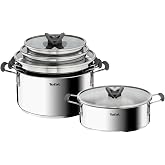 TEFAL Optispace 8 Par&ccedil;a Paslanmaz &Ccedil;elik Tencere Seti Gri 24 cm