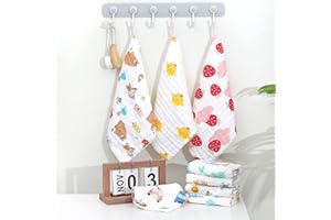 ChamXue Langes Bébé, en Mousseline de Coton, Lot de 5 Langes 30x30cm, 6 Couches, Carrés Doux, Super Soft pour Peaux Sensibles pour Nouveaux, Florals Modèle Aléatoire