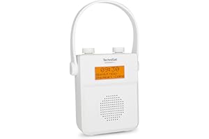 TechniSat DIGITRADIO 30 - wasserdichtes DAB+ Duschradio (UKW, DAB Digitalradio, integrierter Akku, Bluetooth, wasserdicht nach IPX5, Wecker, Favoritenspeicher, Kopfhörer-Anschluss) weiß
