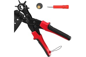 MOPUBZO Alicate Agujeros Cinturón con 6 Tamaños, Perforadora Cuero Profesional, Agujereador de Cinturones Ajustable, Máquina para Hacer Agujeros en Cinturón, Tela, Zapatos y Manualidades