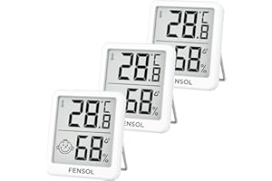 FENSOL Thermometer Hygrometer innen digitales Mini LCD Thermometer innen 3 Stück und luftfeuchtigkeitsmesser raumthermometer Innen mit Smiley-Indikator für Babyzimmer Wohnzimmer Büro Gewächshaus