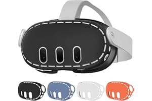 Fenmaru VR Funda de Silicona Compatible con Meta Quest 3 Auriculares, a Prueba de Polvo VR Host Protector Transpirable Cubierta Frontal (Black)