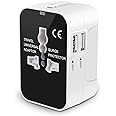 2 USB Ports Universal Travel Adapter, rts Worldwide International All in One Universal Power Wall Charger AC Power Plug Adapter Converter with 2 USB Charging Ports for USA EU UK AUS Cell Phone Laptop