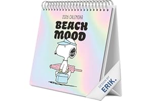 Grupo Erik Calendario sobremesa 2026 Snoopy - Almanaque de mesa 2026 Con espacio para Anotar, Vista Mensual global, Ilustraciones y Base resistente (19,5 x 16,5cm)