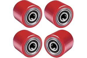 PLODAXE Lot de 4 roulettes en polyuréthane 82 x 60 mm, avec roulement à billes pour transpalette, diamètre 82 mm, largeur 60 mm, axe 20 mm, charge maximale : 550 kg
