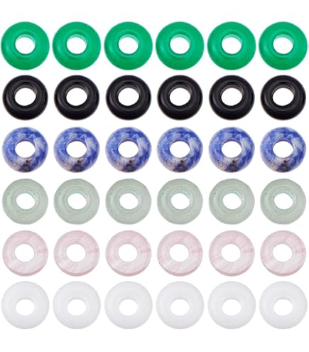 Nbeads 10 Stuks Natuurlijke Donut Edelsteen Hangers - 17,5 Mm - 10 Stijlen - Voor Sieraden Maken - Gat 5,5 Mm
