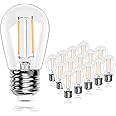BRIMAX S14 E27 LED Bulbs, 2W 2700K Warm White, Clear Plastic Replacement Bulbs for Outdoor String Lights,15 Pack