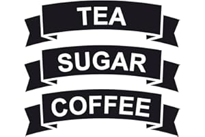 K&L WALL ART CRibbon Set of Coffee/Tea/Sugar Vinyl Stickers/Labels for storage jars canisters (BLACK)