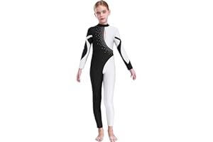 YiZYiF Tuta Intera da Ginnastica Artistica per Bambina Manica Lunga Lucido Leotards Jumpsuit Body da Balletto Intera Completo Sportivo Allenamento