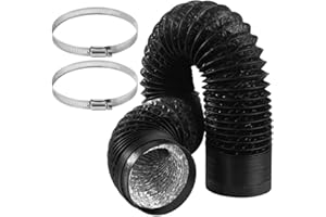 BUCOMTU Abluftschlauch Ø100mm Länge 2.5m,PVC Alurohr Schlauch,Lüftungsschlauch,mit 2 Schlauchschelle Edelstahl,Für mobile Klimaanlagen, Abluftventilatoren und LüftungskanalSysteme (2.5m*100mm -Schwarz)