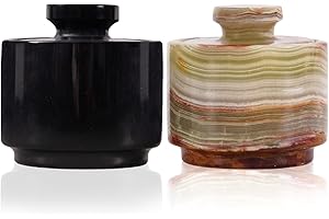 MARBLOUS KRAFTS Salina in marmo bianco e nero, 99,2 g, scatola portagioie e vasetti per condimenti, 7,6 x 7,6 cm, decorazione da cucina per bancone Mason sale e pepe ciotole per sale, porta burro