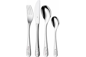 WMF Safari Kinderbesteck Set 4-teilig, Besteck Kinder Edelstahl, Kinderbesteck ab 3 Jahre, Cromargan poliert, spülmaschinengeeignet, Kids Safari, Ohne Gravur