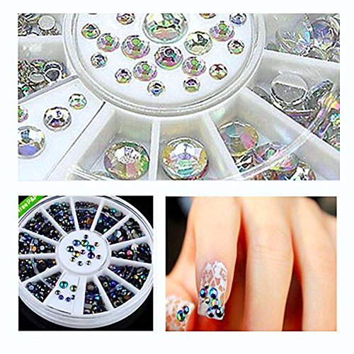 Ardisle BLACK + CLEAR AB 600pc NAIL ART RHINESTONES GEMS CRYSTAL DECORATION GLITTER SET