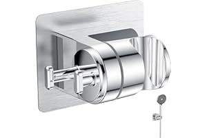 YEAUPE PRO Shower Head Holder, 45°Adjustable,No Drilling,Strong Adhesive Waterproof Handheld Shower Wand Holder,Universal,Replacement Wall Mount Shower Hose Bracket for Bidet Bathroom