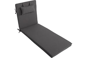 ‎LILENO HOME LILENO HOME Auflage für Sonnenliege mit Kissen, 1er Set Liegestuhl, anthrazit, ideal für Strand- und Gartenliegen