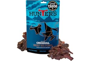 Hunters Biltong - Original Biltong, 250g pack High Protein, low fat, Thin Tender Slices of authentic Beef Biltong, beef Jerky, MSG Free, Convenient Snack