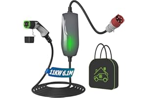 WISSENERGY Typ 2 Ladekabel 11KW EV Ladegerät mit CEE Stecker, 16A Dreiphasige Mobile Wallbox Ladestation für Elektrofahrzeuge