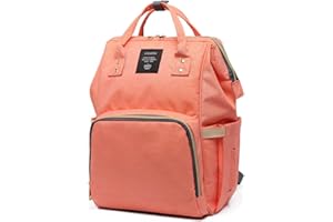 ENJOY-UNIQUE Mommy Baby Diaper Bag Mother Nursing Bag Fashion Maternity Nappy Bag Large Capacity Baby Bag (Orange Pink)