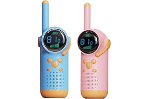 Zedify Kids' Rechargeable 8-Channel Walkie Talkie with LCD, VOX & Flashlight - Ideal for Outdoor Adventures and Camping, for Boys & Girls (Blue+Pink)