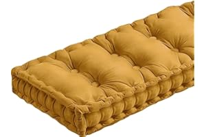 VEAI Bench Cushion, Indoor/Outdoor, 120x35x10cm, Mustard Yellow, Velvet, Classic Style, 4-Seater