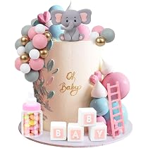 LARDUX 24Pcs Baby Shower Cake Toppers - Elephant Cake Topper DIY ...
