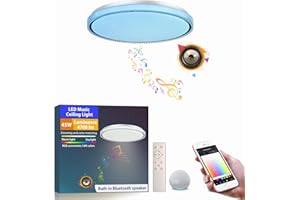 chysongoods Lámpara de techo musical LED BZ de 40 cm, compatible con Alexa, altavoz Bluetooth incorporado, efecto de luz RGB, regulable, con control remoto