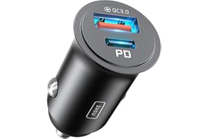 INIU Carica Batteria per Auto, 60W Total Presa Accendisigari USB C PD & QC 3.0 Fast Charging Caricabatterie, Caricatore Auto 