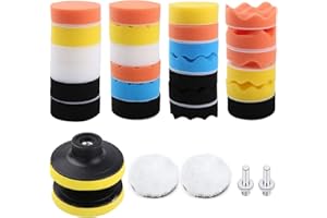 Tampon de polissage, Liesun 31 Kit de Polissage, lustrage, éponge polissage, Laine De Polissage Cirage, avec adaptateur M10, pour polisseuse de voiture