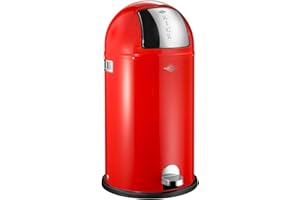 Wesco 177731-02 Kosz na śmieci Kickboy, stalowy, czerwony, 40 x 75,5 cm