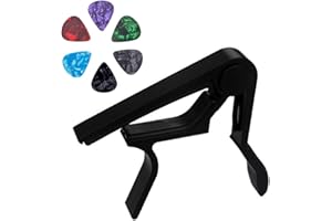 COZERI Capodastre,Guitare Métal,Classique Electrique Folk, Accessoire Guitare Avec 6 Plectres Guitare, Boîte de Plectres Incluse