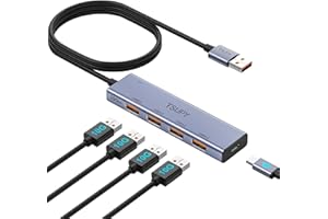 Hub USB 3.2 Gen 2, rozdzielacz USB TSUPY 10 Gb/s z aluminiowym kablem przedłużającym USB o długości 120 cm Adapter USB 3.2 kompatybilny z laptopami, komputerami stacjonarnymi, PC i Mac itp.