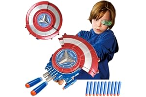 ZKTSRY Captain Shield Soft Bullet Launcher, Shield Ejection Toy, Superhero Dress Up Costumes, Cosplay Props Gift for Kids (Style Two)