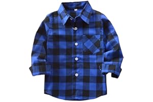 Machbaby Jungen Mädchen Langarm Hemden Plaid Kariert Freizeithemd Tops Baumwolle Button-down Langarmshirt