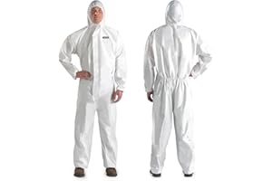 YIBER Combinaisons de Protection Jetables Hazmat | Combinaisons de Protection Complète en 7 Tailles avec Multiples Spécifications & Matériau PPSB Robuste & Film PE | Sûres pour d'innombrables Applications