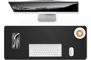 Lllunimon Cuero Almohadilla de Mesa para el ratón Desk Pad Large Mouse Pad Mat Antideslizante Tabla Computadora Portátil Bloque de escritura Oficinas y Familias (Negro, 120x43cm)