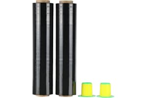 2 Pack industriale nero Pallet Stretch Wrap Cling Film 20mic 400 mm 260 m con plastica rotolamento handle.Durable Self Adhering imballaggio, imballaggio, Heavy Duty Shrink Film BOMEI PACK