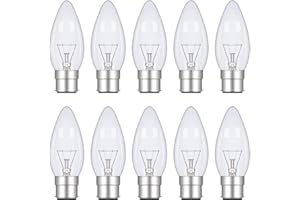 FANCIBUY 10 Pack B22 Candle Bulbs 60Watt, Bayonet Light Bulbs Clear Dimmable, 2700K Warm White, 610lm, 230V